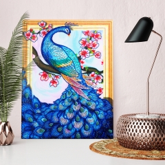 SX-DZ002   Special Shaped Diamond Painting Kits - Peacock   