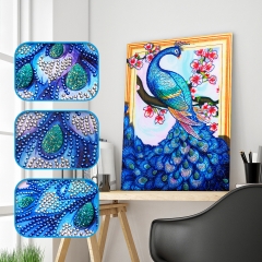 SX-DZ002   Special Shaped Diamond Painting Kits - Peacock   