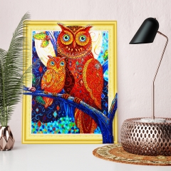 SX-DZ015-3040   Special Shaped Diamond Painting Kits - Owl      