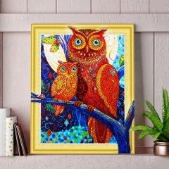 SX-DZ015-3040   Special Shaped Diamond Painting Kits - Owl      