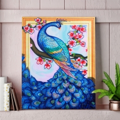 SX-DZ002   Special Shaped Diamond Painting Kits - Peacock   