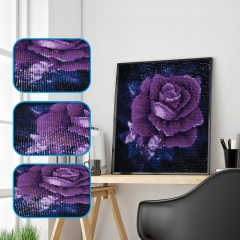 SX-F001  25X25cm  Diamond Painting Kits - Purple Rose