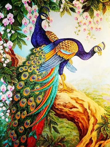 SX-9D90552 9D Diamond Painting - both diamond painting and painting by numbers 2 in 1 DIY Paintings Peacock