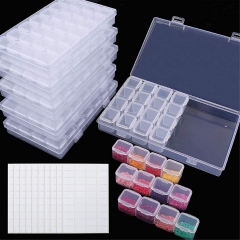 SX-DPA032 168 Slots 6 Pack 28 Grids Diamond Painting Boxes Plastic Organizer Diamond Embroidery Accessories Storage Containers with 400pcs Label Stickers for DIY Art Craft, Nail Diamonds, Bead Storage