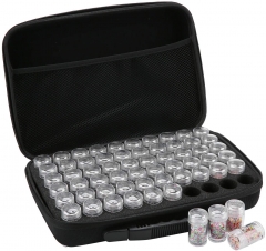SX-DPA037 60 Slots Diamond Painting Storage Case, Waiting Shockproof Diamond Art Craft Accessories Containers for Jewelry Beads Rings Charms Glitter Rhinestones Come with 60 Plastic Jars Black