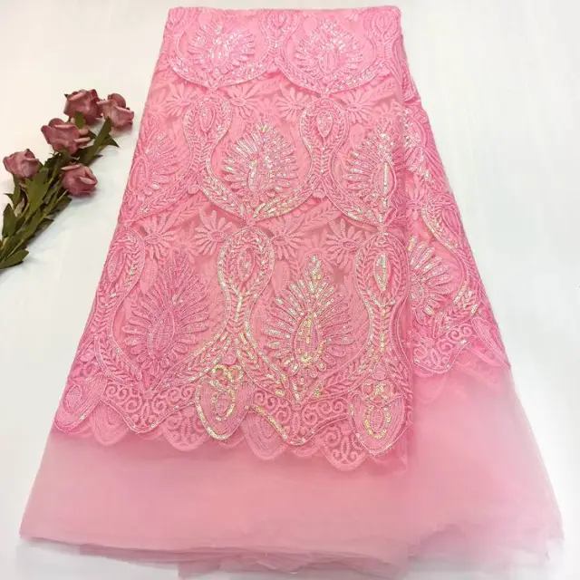 OK1028 21ss new arrivals sequin rope net african fabrics for ladies wedding dresses