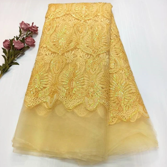 OK1028 21ss new arrivals sequin rope net african fabrics for ladies wedding dresses