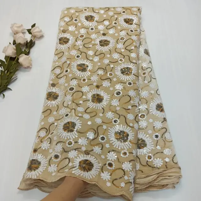 OK5000 High quality velvet lace fabric with sequins for ladies fashion designs of 2021
