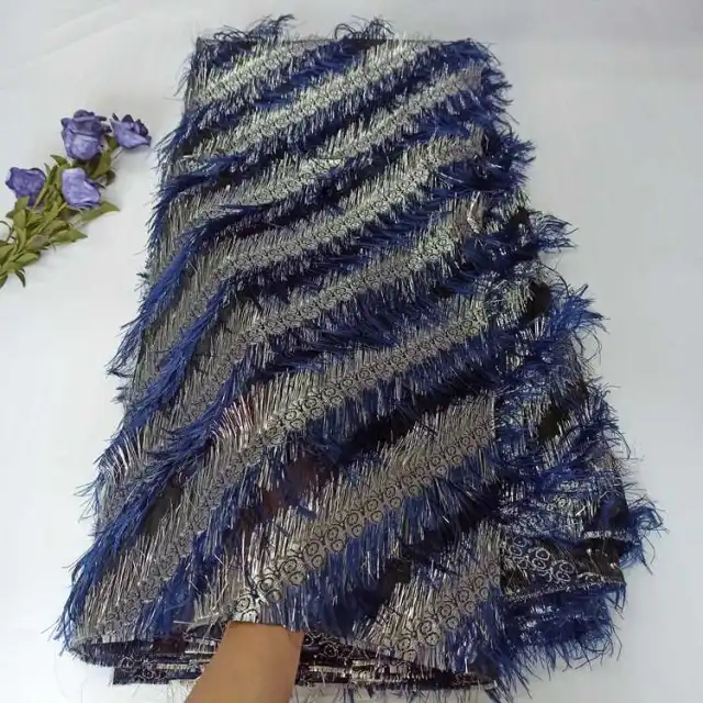 OK3004 Organza lace+feather light fabric with good workmanship and Asian fabrics for women