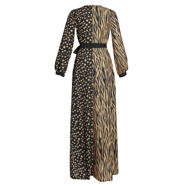 DYT157-French dress long sleeves spring and autumn waist wave point super fairy retro African dress