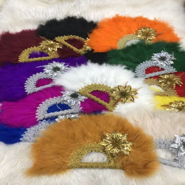 HF African Hand Fan Feather Traditional Fan Shaped Fan For Wedding And Party