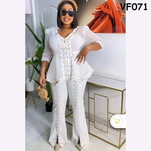 DYT342-African plus size women's print jumper chiffon with pants
