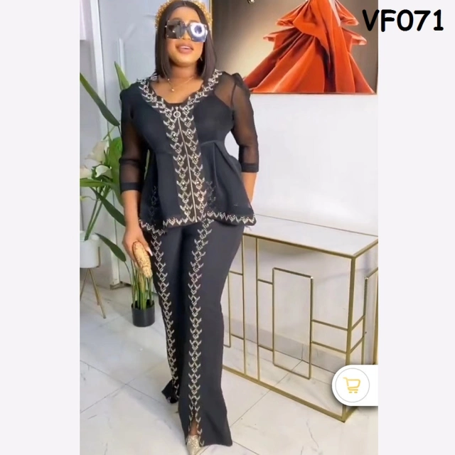 DYT342-African plus size women's print jumper chiffon with pants