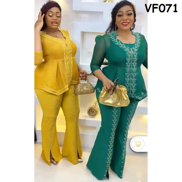 DYT342-African plus size women's print jumper chiffon with pants