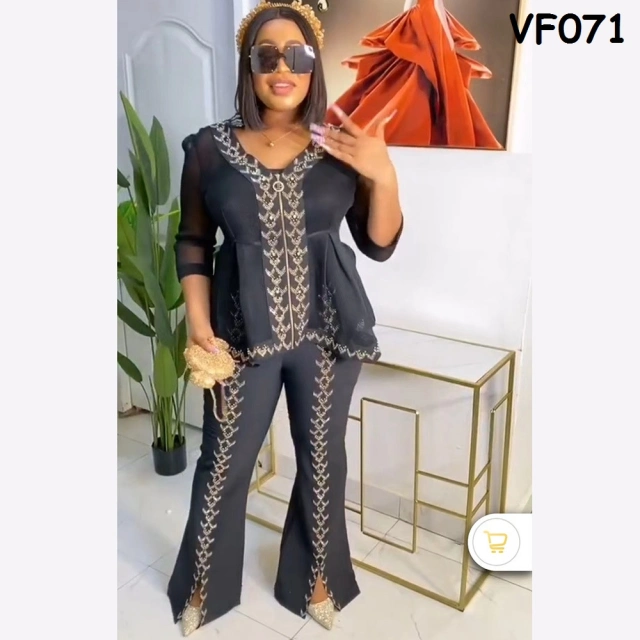 DYT342-African plus size women's print jumper chiffon with pants