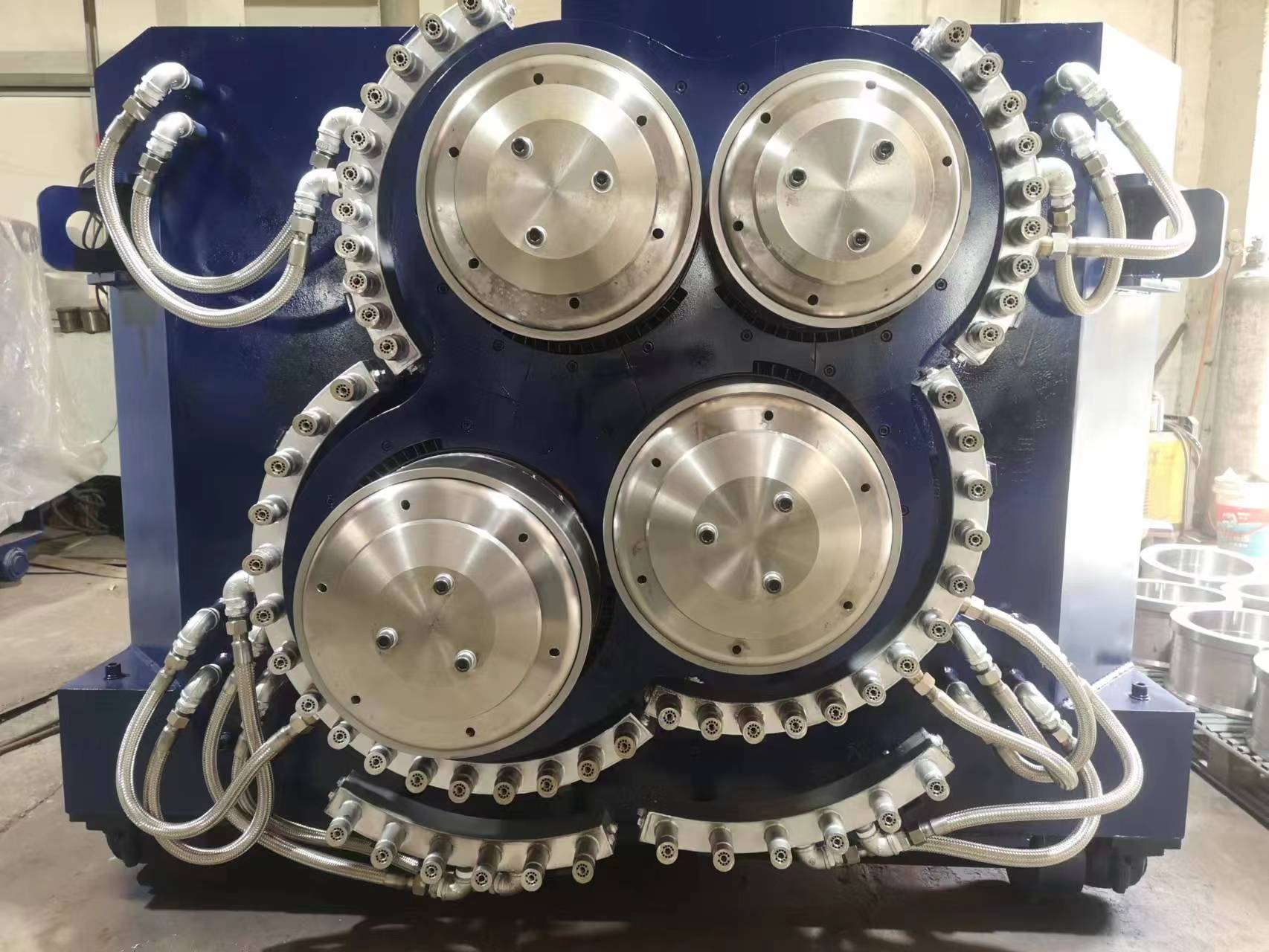 How does the centrifuge work in the rock wool production line?