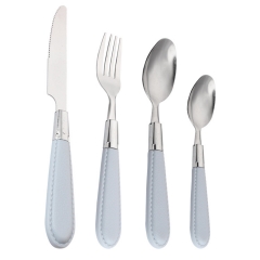 Leather Handle Stainless Steel Flatware Set