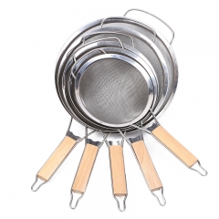 Wooden Handle Stainless Steel Oil Colander