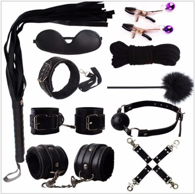 Adult Sex Toys Ten-piece Set Couple Flirting Plush Leather Whip Eye Mask Bundled Sex Toys