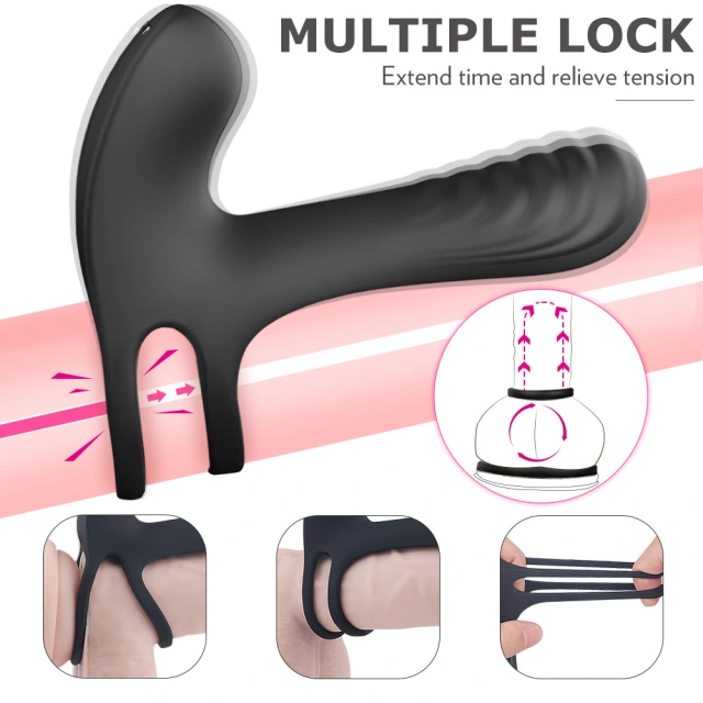 Male remote control vibration lock fine ring penis ring couple resonance ring sex masturbator