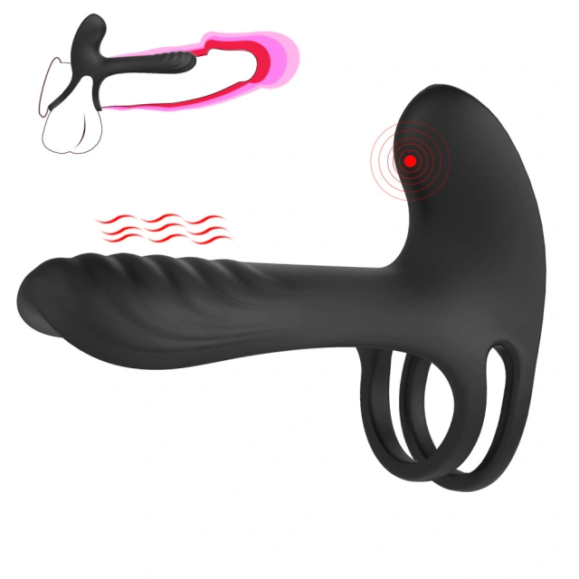 Male remote control vibration lock fine ring penis ring couple resonance ring sex masturbator