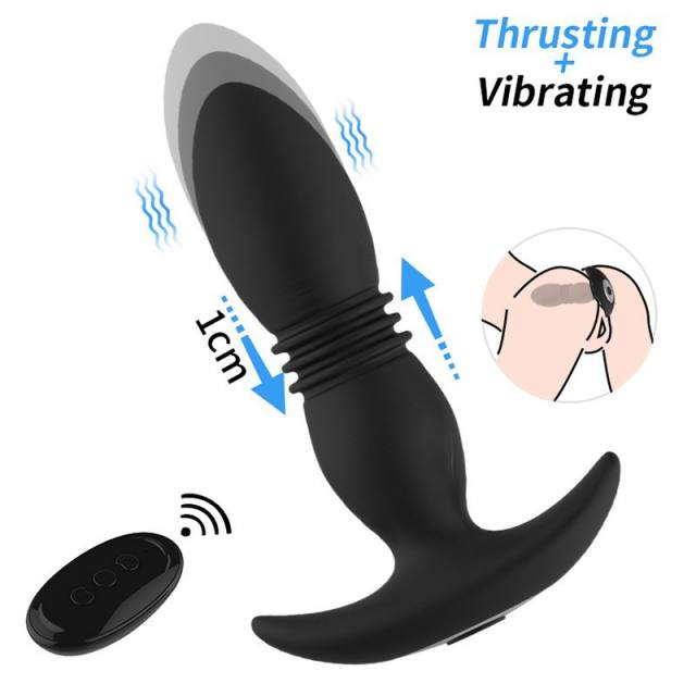 Stone prostate backyard massager telescopic lock fine male masturbator anal plug orgasm jumping egg sex toys