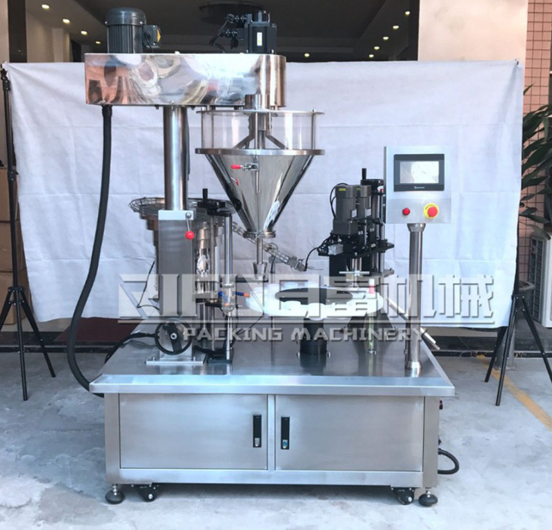 Automatic rotary type dry spice powder filling capping machine/automatic chili pepper auger filler capping 2 in 1 machine