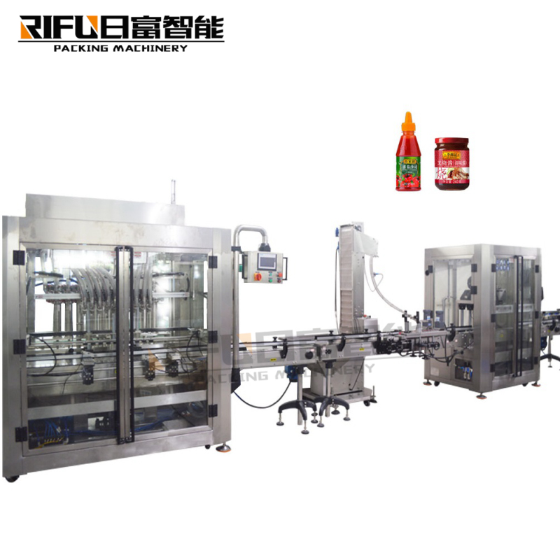 Automatic ketchup oyster sauce bottle filling capping line