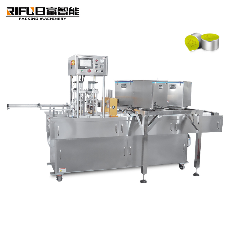 Automatic soybean milk jelly mineral water honey syrup plastic cup filling and sealing machine/cup sealer