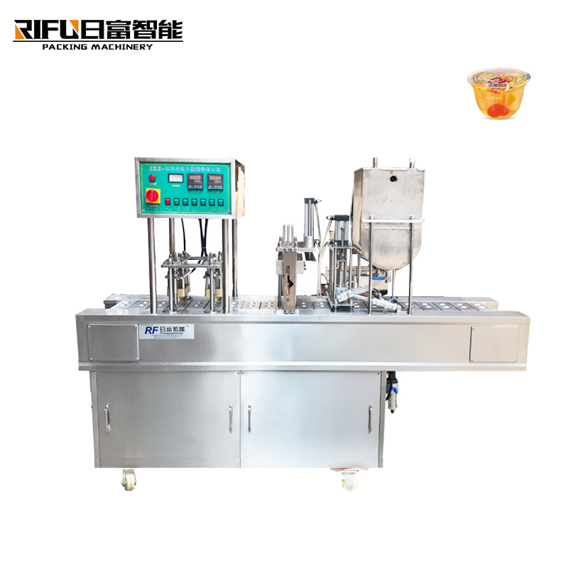 Automatic soybean milk jelly mineral water honey syrup plastic cup filling and sealing machine/cup sealer