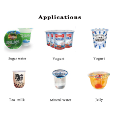 Automatic soybean milk jelly mineral water honey syrup plastic cup filling and sealing machine/cup sealer