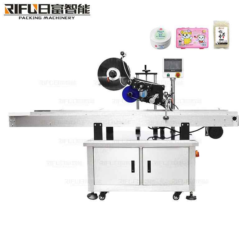 Automatic Flat Surface Desktop Sticker Labeling Machines For Square Bottle Caps Paper Box