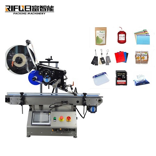 Automatic Flat Surface Desktop Sticker Labeling Machines For Square Bottle Caps Paper Box