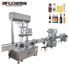Fully automatic gravity windshield washer liquid filling sealing labeling production line