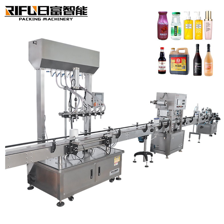 Fully automatic gravity windshield washer liquid filling sealing labeling production line