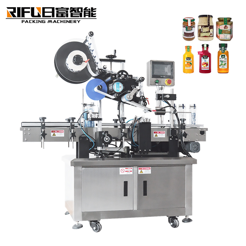 Semi automatic double sides labeling machine for square bottle