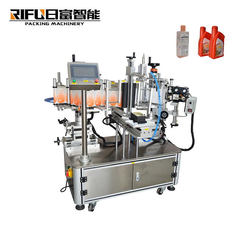 Semi automatic double sides labeling machine for square bottle