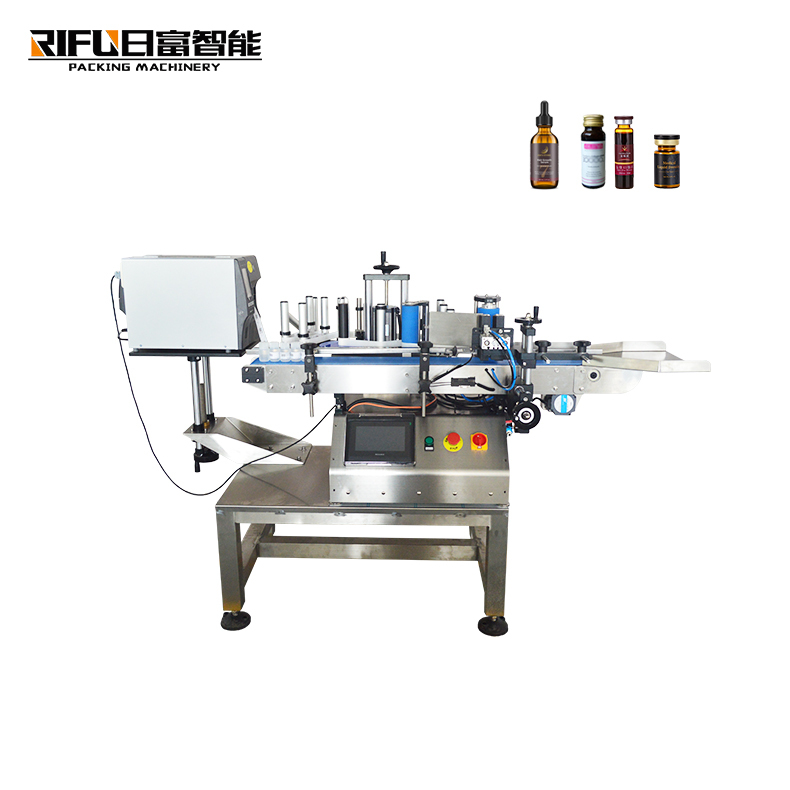 Desktop round bottle labeling machine with real-time printer