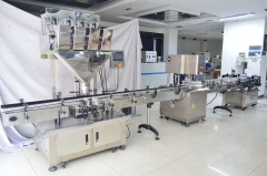 Automatic nut snack pet food granule bottle filling sealing labeling production line