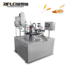 Automatic soybean milk jelly mineral water honey syrup plastic cup filling and sealing machine/cup sealer