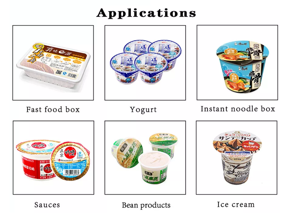 Automatic jelly/fast food box/container/yogurt/water/bubble tea cup container sealing machine