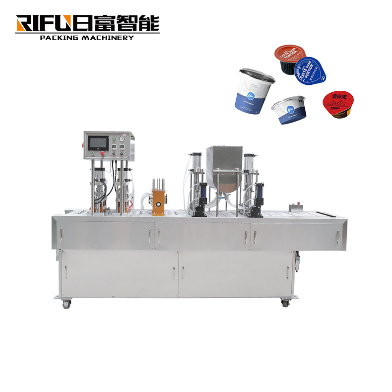 Automatic soybean milk jelly mineral water honey syrup plastic cup filling and sealing machine/cup sealer