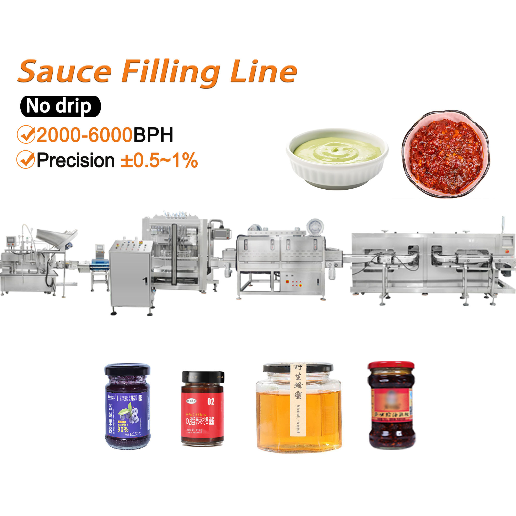 Automatic 2 4 6 8 10 12 Heads Tracking Piston Filling Machine for Honey Sauce Ketchup