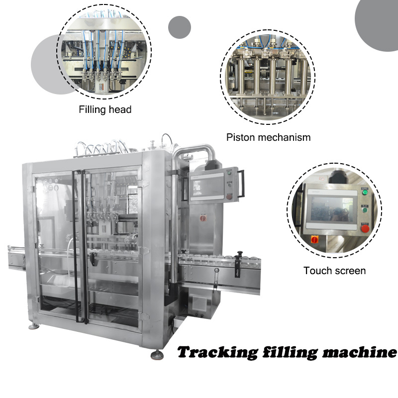 Automatic 2 4 6 8 10 12 Heads Tracking Piston Filling Machine for Honey Sauce Ketchup