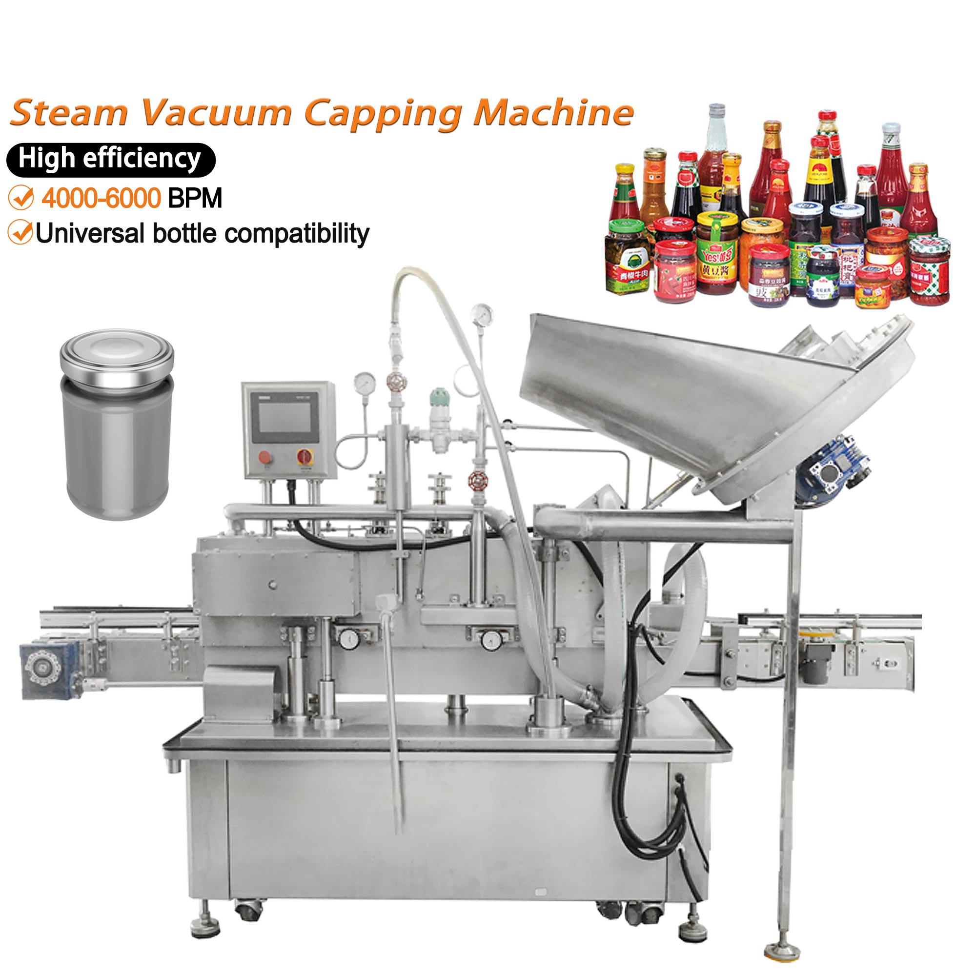 Automatic Glass Bottles Fruit Jam Jar Metal Twist-off Caps Vacuum Steam ...