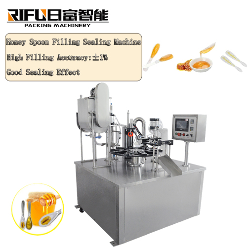 Automatic Rotary Honey Spoon Filling Sealing Machine | 7g 10g 15g Plastic Cup