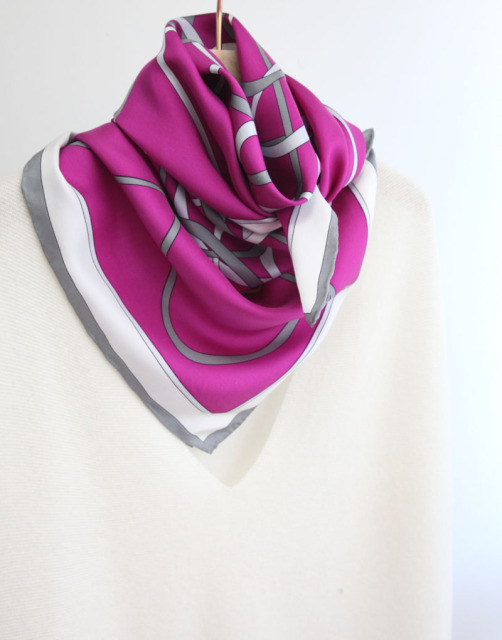 Square14MM 90cm  twill silk hand Rolled Edges Scarf