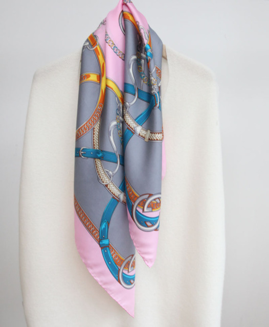 Square14MM 90cm  Twill  silk hand Rolled Edges Scarf