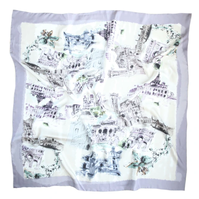 Square14MM 110cm   Duplex Prints Twill  Silk hand Rolled Edges Scarf