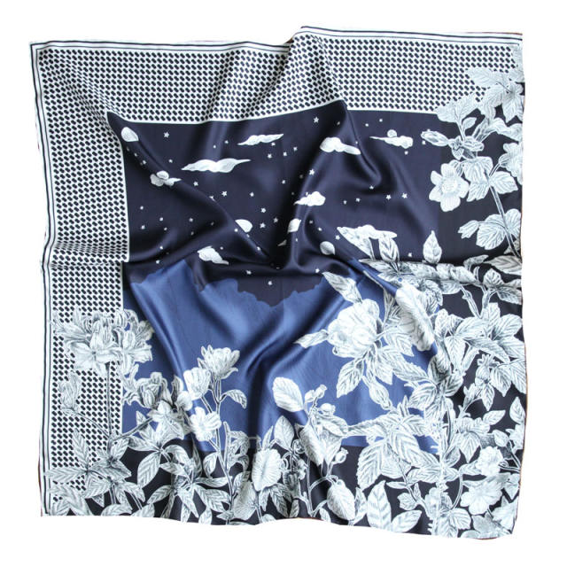 Square16MM 90cm Duplex Prints Twill Silk hand Rolled Edges Scarf